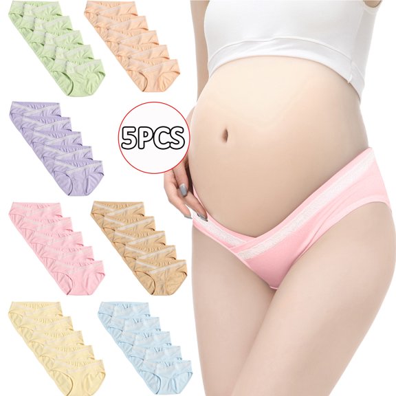 Tejiojio Maternity/Labor/Nursing Clothing Clearance Women's Lace Low Waist Abdomen Support Seamless V-shaped Maternity Underwear