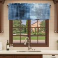 thumbnail image 6 of Blue Curtain Valances for Windows, Kitchen Valance Window Treatments Panel 2 Pack, Vintage Modern Ombre Oil Painted Abstract Rod Pocket Short Curtains for Bathroom Bedroom 42 x 18 Inch, 6 of 8