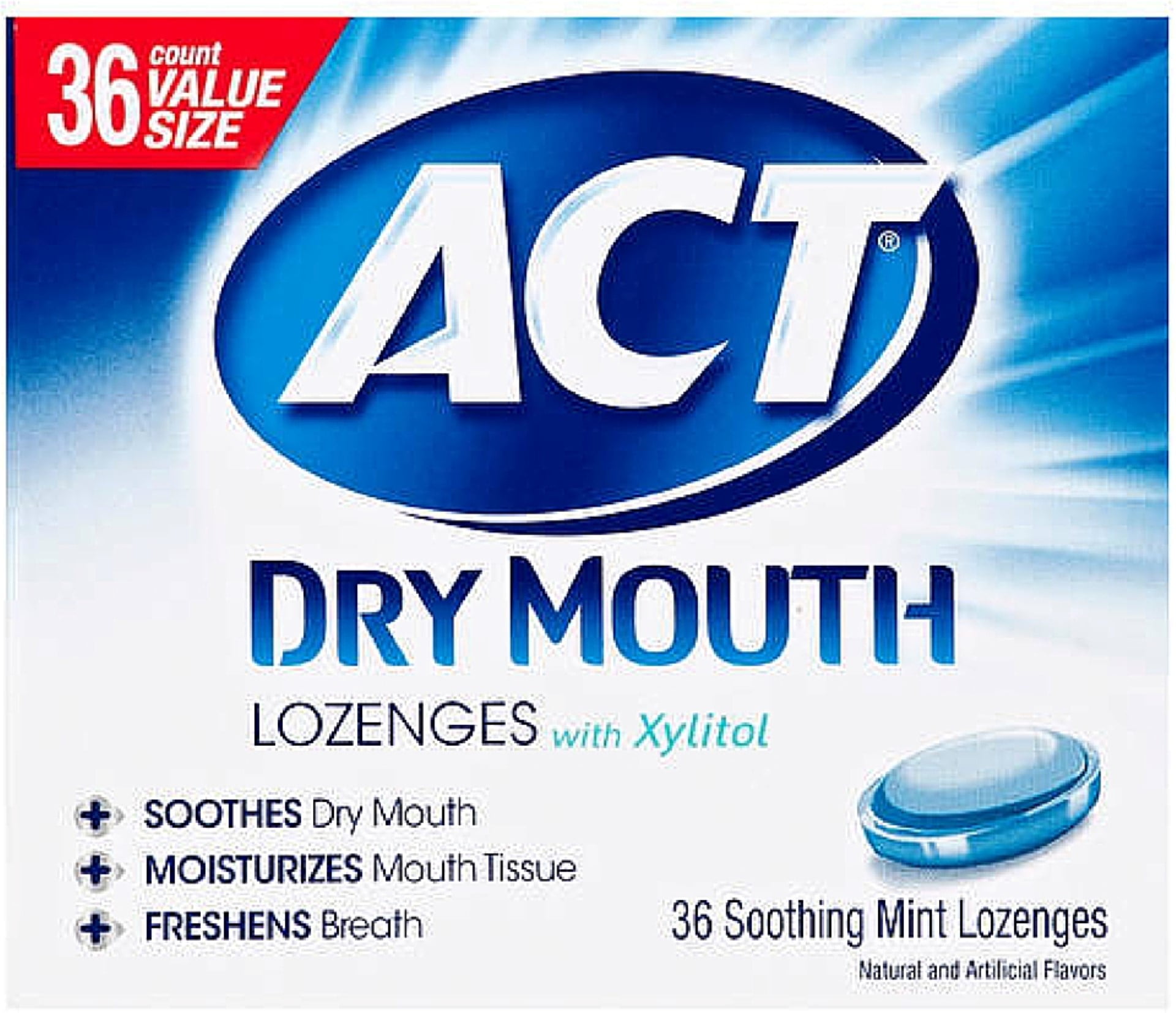 ACT Dry Mouth Soothing Mint Lozenges 36 ea (Pack of 2)