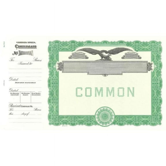Goes 512 Blank Common Stock Certificate - Pack of 25