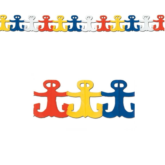 Party Central Club Pack of 12 Vibrantly-Colored Nautical Anchor Garland Party Decorations 12'