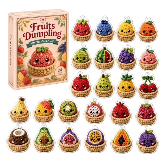Fruits Dumpling Advent Calendar 2026, 24 Days Christmas Countdown Calendar Blind Box with Surprise Each Day, 2D Flat Christmas Ornament Set, Christmas Decorations for Xmas Tree, Christmas Gifts