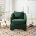 thumbnail image 2 of Accent Chair, Upholstered Leisure Barrel Chair with Curved Back, Modern Single Sofa Chair with Removable Cushion, Club Armchair Reading Chair with Wooden Frame for Living Room Bedroom, Emerald, 2 of 7