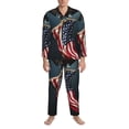 thumbnail image 3 of Wukai American Flag Men's Hawaiian Shirt Short Sleeve Casual Button Down Summer Beach Aloha Shirt -Medium, 3 of 7