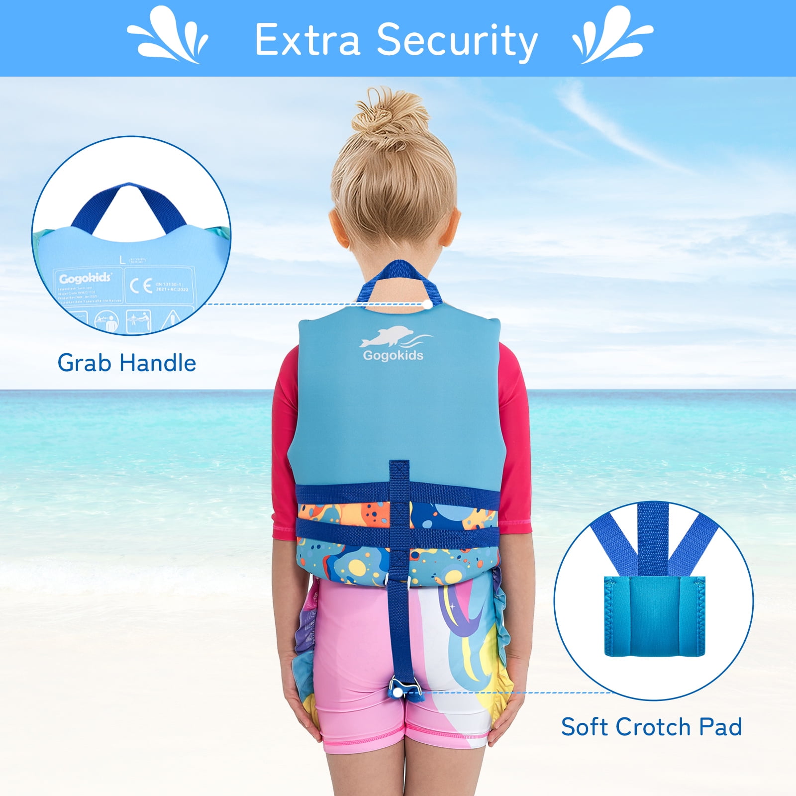Gogokids Kids Life Jacket Swim Vest with Adjustable Safety Strap,Toddler Float Jacket Boys and Girls Float Swimsuit Buoyancy Swimwear