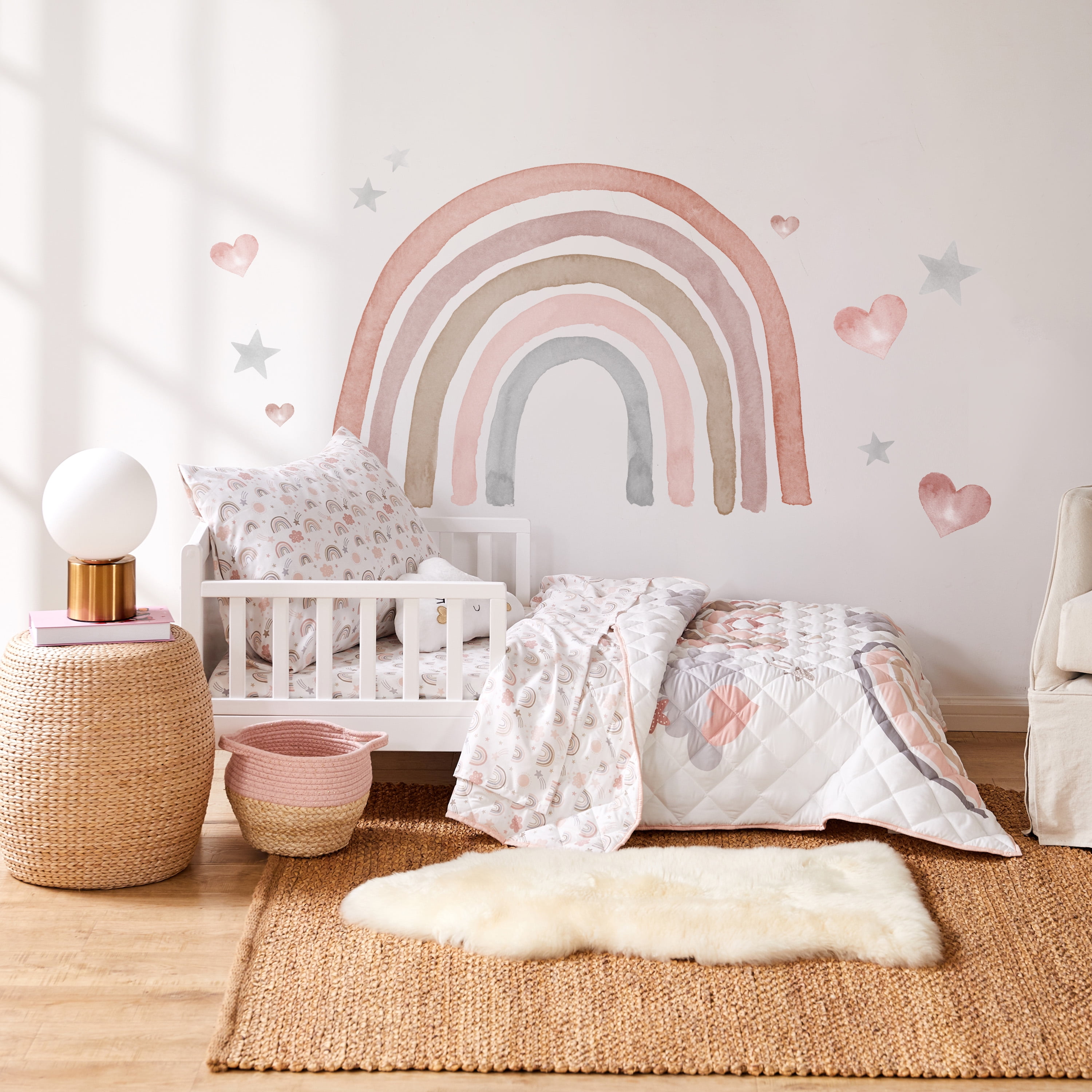 Girls Super Soft Pink Rainbow Cloud Single Duvet Cover Pillowcase Bedding Set 