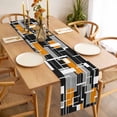 thumbnail image 6 of Burnt Orange Black Geometric Cotton Linen Table Runner for Dining Kitchen, Modern Color Block Abstract Wedding Outdoor Party Tablerunners, Dresser Scarf Coffee Tablecloth Runners 13x72 Inches, 6 of 9