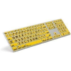 Logickeyboard Large Print Yellow on Black Slim Line PC Keyboard | Accurate Typing Large Printed