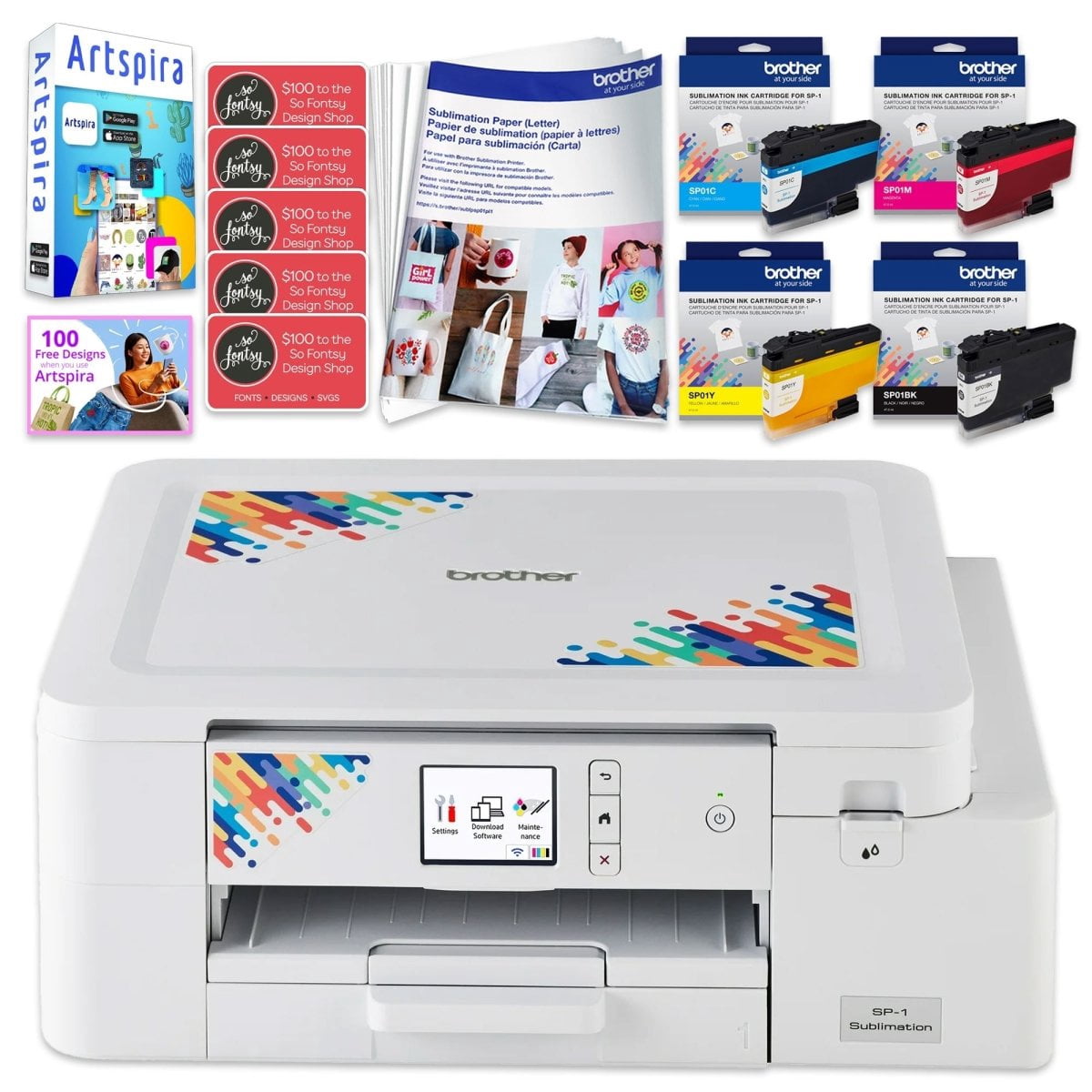 Brother SP-1 Sublimation Printer with 7-in-1 Tumbler Heat Press Bundle