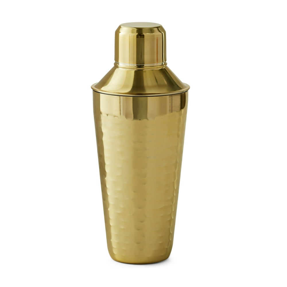 Mainstays 25Ounce Stainless Steel Cocktail Shaker, Hammered Brass