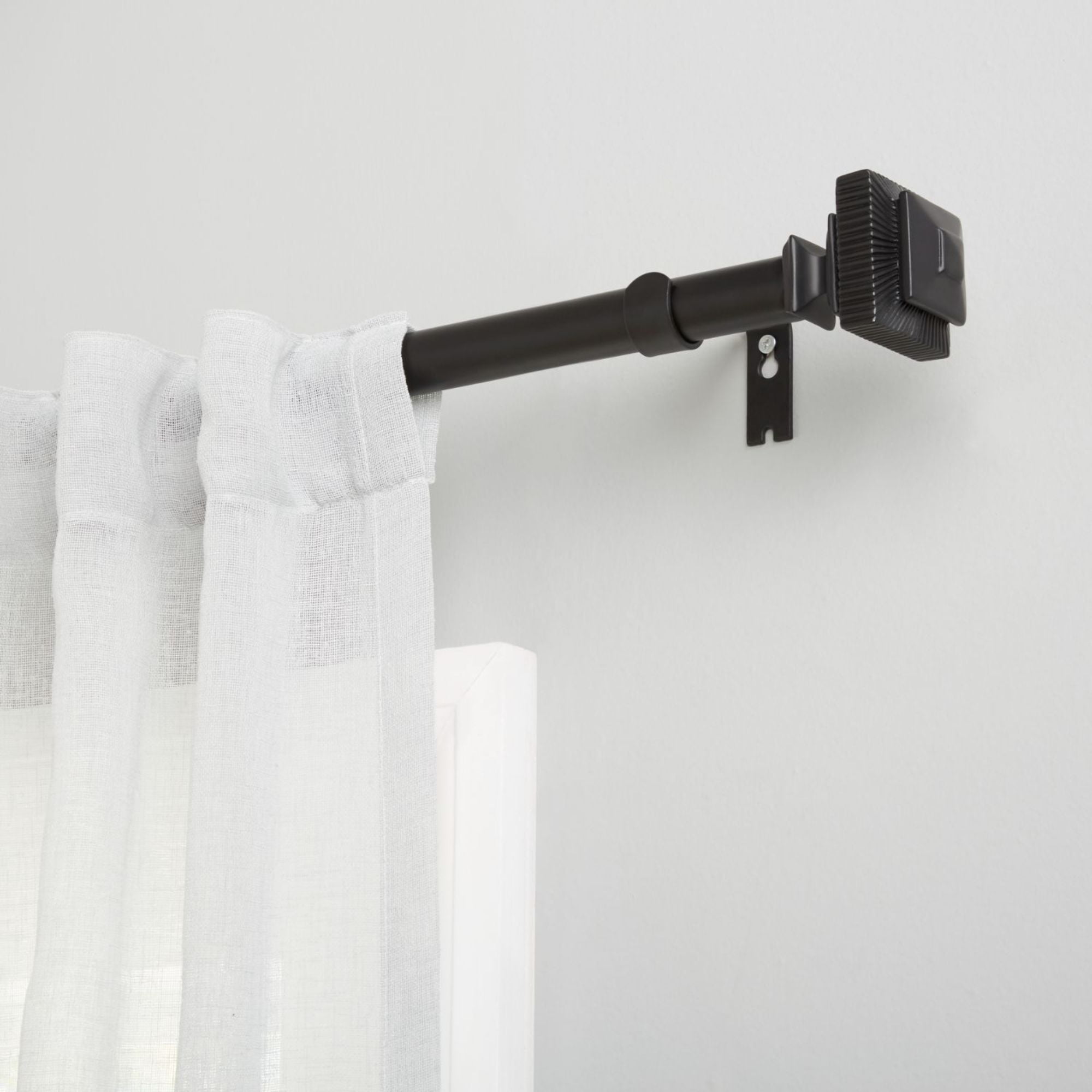 Exclusive Home Rockwell 1" Window Curtain Rod and Finial Set, Adjustable 36"-72", Matte Black