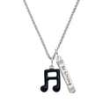 thumbnail image 1 of Delight Jewelry Silvertone Black Sixteenth Note Silvertone Be Strong and Courageous Bar Charm Necklace, 23", 1 of 4