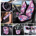 thumbnail image 2 of KUIFORTI Tropical Flowers Car Seat Cover Set Easy Installation Set 15 Pcs Car Accessories Full Set for Women Men Rear View Mirror Cover Non Slip Elastic Fabrics Fit Car SUV Auto, 2 of 7