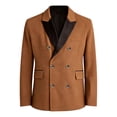 thumbnail image 7 of LODIENY Men Double Breasted Blazer Slim Fit Contrast Lapel Collar Elegant Fashion Suit Jackets with Pockets for Dress Wedding Business Brown XXL, 7 of 7