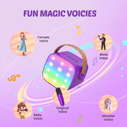 BONAOK Karaoke Machine for Kids, Portable Speaker with 2 Mics, Ideal Birthday Gift for Girls Boys Family Party, Dark purple