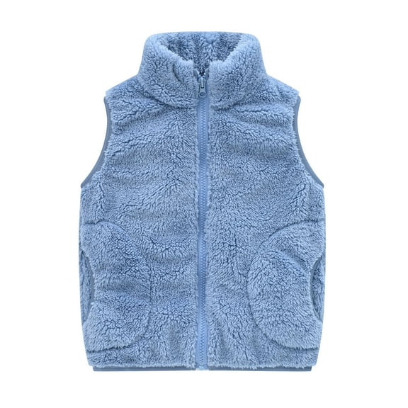 Kids Fleece Winter Vest Warm Cotton Jacket Outwear for Boys Girls Tb-Blue-(2-3 Years)