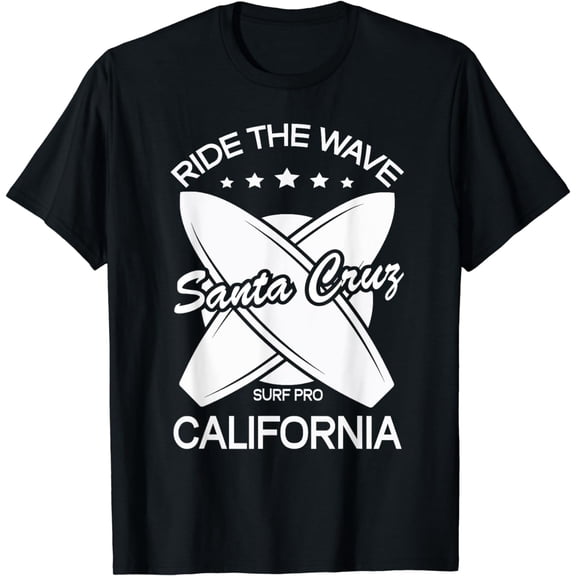 Santa Cruz California Ride The Wave Surfer Surfing Summer T-Shirt