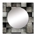 thumbnail image 2 of Designart "Concrete Wall Optical Art" 0 Grey Large Square Mirror - Square Bedroom Mirror Printed Wall Decor - Modern Square Printed Wall Mirror Art, 2 of 5