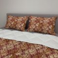 thumbnail image 2 of Floral Comforter & Sham Bedding Set, Graphic Design of Floral Elements as Organic Curvy Leaves Print, 3 pcs Duvet Set Microfiber Filling Quilt, 5 Sizes, Maroon and Sand Brown, by Ambesonne, 2 of 4