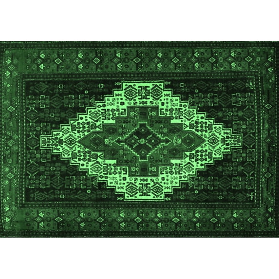 Ahgly Company Indoor Rectangle Persian Emerald Green Traditional Area Rugs, 7' x 9'