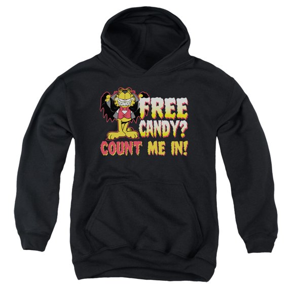 Garfield Count Me In Youth Pullover Hoodie Sweatshirt Black