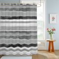 thumbnail image 4 of Shower Curtains for Bathroom, Grey Nordic Style Stripes Waterproof Fabric Shower Curtain, Black Gray Texture Decorative Bathroom Curtain for Bathtub, 72"x72", No Hooks Included, 4 of 9