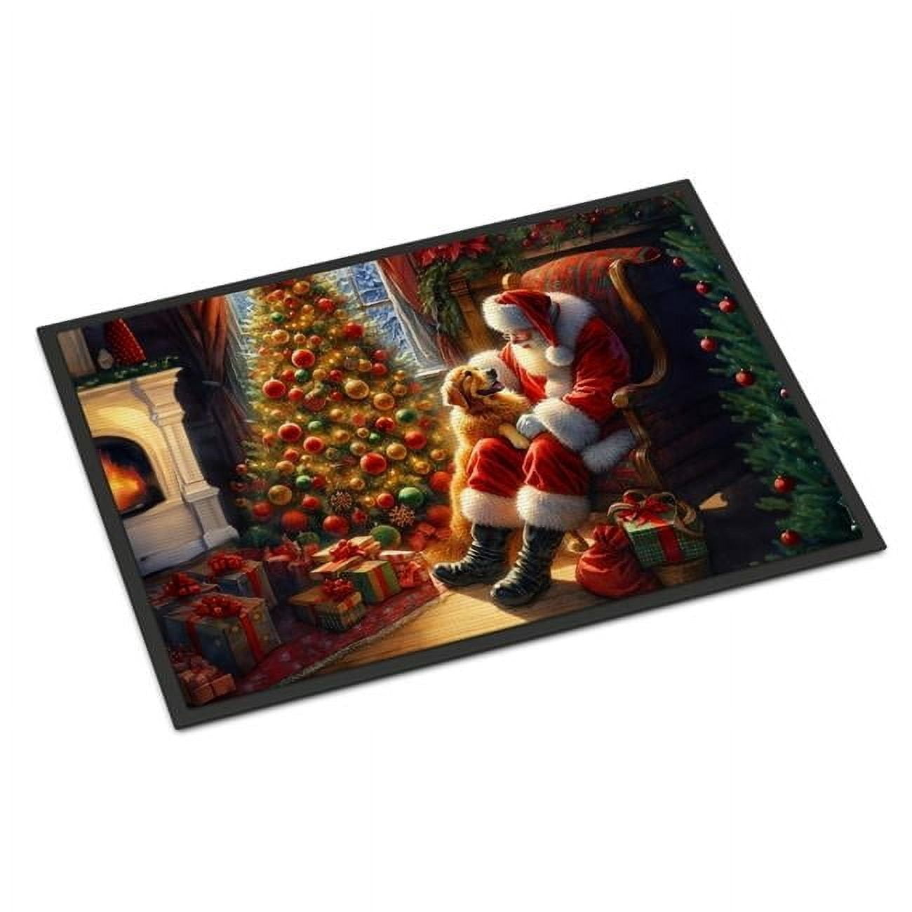Caroline's Treasures DAC4075MAT Bluetick Hound and Santa Claus Doormat Front Door Mat Indoor Outdoor Rugs for Entryway, Non Slip Washable Low Pile, 18H X 27W