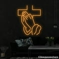 thumbnail image 2 of Glowneon Praying Hands Cross Neon Sign, Cross LED Sign, Praying Hand Neon Light, Custom Neon Sign, 2 of 5