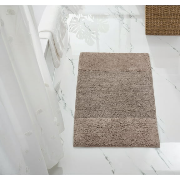 Better Trends 24" x 40" Bathroom Rug 100% Cotton, Soft Tufted Bath Mat, Water Absorbent & Spray Latex Backing Bathroom Rug (Beige) Granada Collection