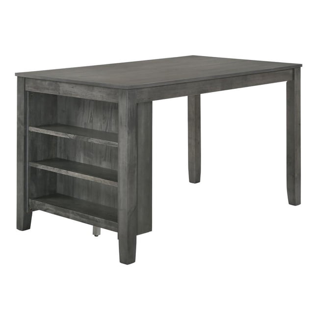 Table à Manger en Bois Gris Foncé avec 3 Étagères
