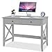 thumbnail image 3 of Lewahom Computer Desk with 2 Drawers, Elegant Home Office Writing Study Desk with Storage, Modern Simple Vanity Desk Console Table for Living Room, Grey, 3 of 4
