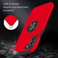 thumbnail image 3 of For Samsung Galaxy S21 FE CHIEF Oil Painted Magnetic Ring Stand Hybrid Case Cover - Red, 3 of 3