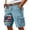 Sky Blue, variant on Men's Vintage Washed Cargo Shorts with America 250 Years Graphic and Utility Pockets Featuring Loose Fit Design Army Green L
