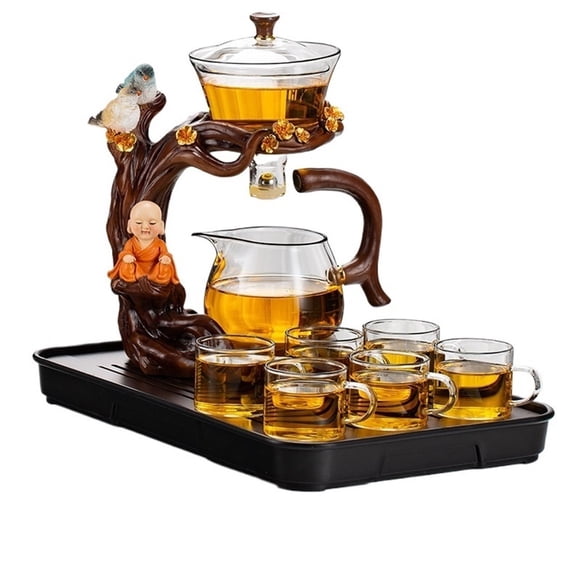 Glass tea set lazy tea brewing teapot teacup home kung fu tea automatic tea brewer