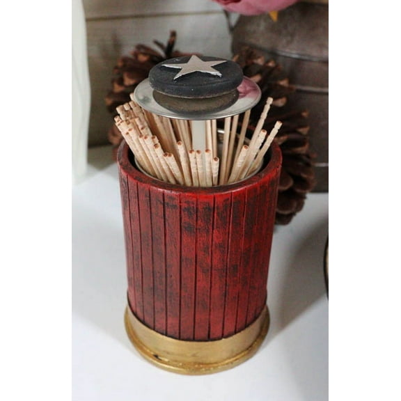 Rustic Lone Western Star Shotgun Bullet Shell Spring Barrel Toothpick Holder