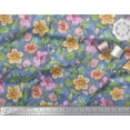 thumbnail image 2 of Soimoi Moss Georgette Fabric Leaves & Buttercup Floral Printed Fabric 1 Yard 42 Inch Wide, 2 of 3