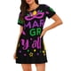 thumbnail image 1 of Easygdp Mardi Gras with Flamingo Camisón de manga corta para mujer, informal, estampado, 1 of 6