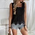 thumbnail image 3 of Summer Tops for Women Trendy Lace Crochet Embroidery Crewneck T Shirts Dressy Casual Short Sleeve Elegant Work Blouses, 2XL, 3 of 6