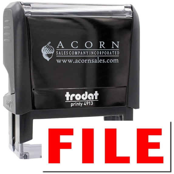 Large Self-Inking File Stamp, Trodat Printy 4913, Press and Print Stamping, Impression Size 7/8" x 2-1/4", Up to 10,000 Impressions - Red Ink