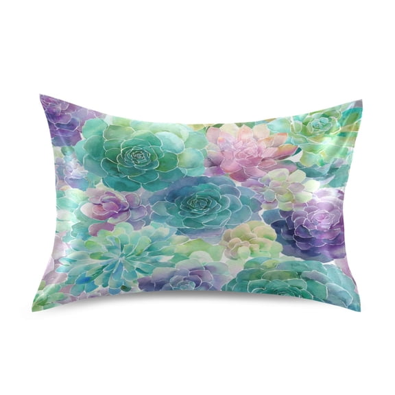 Satin Pillowcase Home Luxury Envelope Pillowcases Soft And Smooth Succulent Plant Pattern