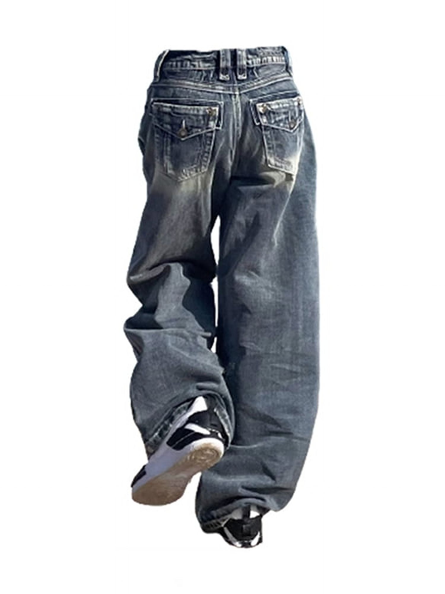 Women Japanese Harajuku Trashy Y2K Jeans Low Rise Flare Denim