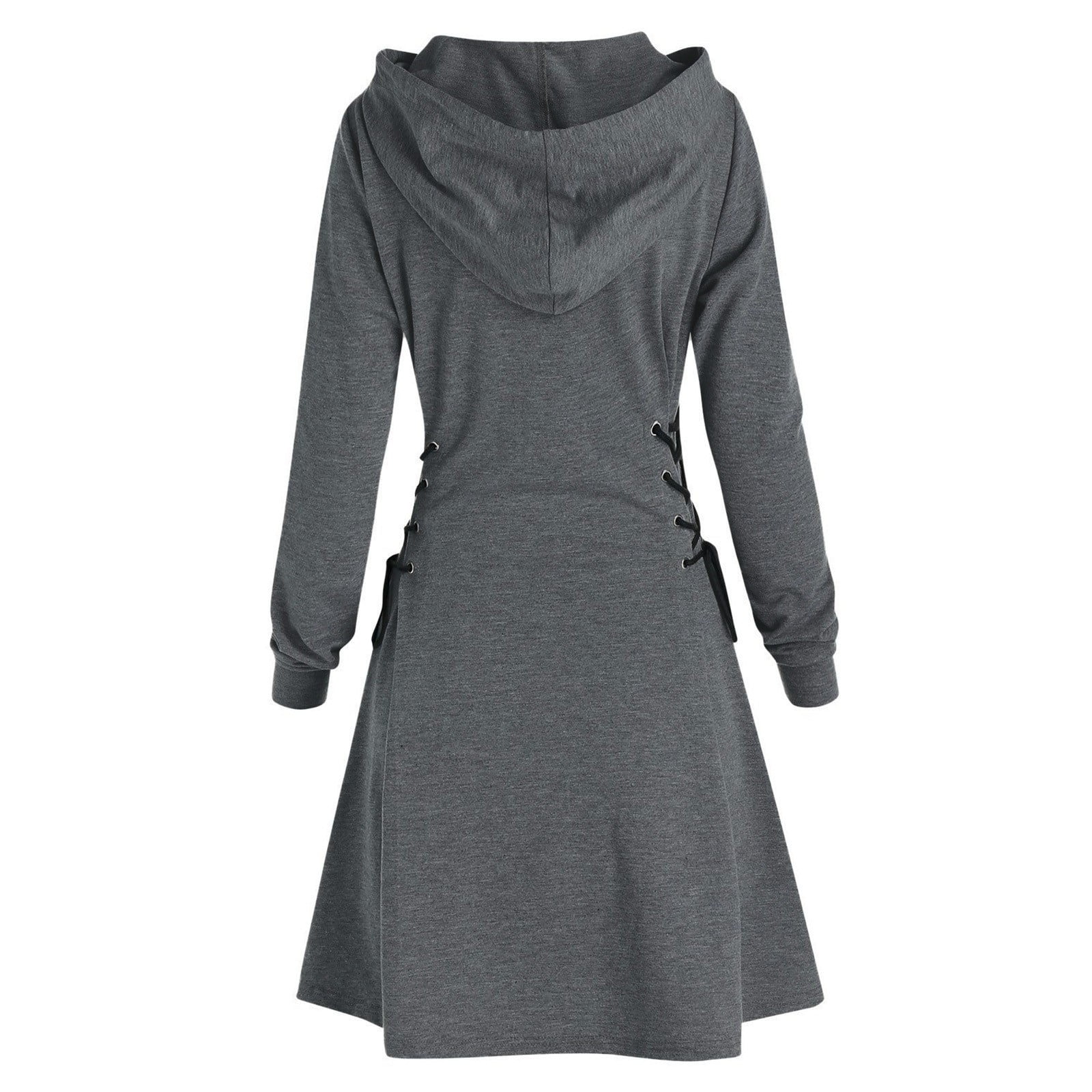 WXLWZYWL Casual Fall/Winter Short Dresses for Women 2024 Womens Hoodies skirt Long Sleeve Drawstring Tunic Tops Teens Preppy Trendy Casual Athletic Solid Color Tops