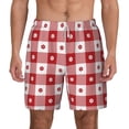 thumbnail image 2 of Picia Red Plaid Daisy pattern Mens Swim Trunks with Compression Liner Stretch Beach Shorts Quick Dry with Zipper Pockets No-Chafing Board Shorts-3X-Large, 2 of 9