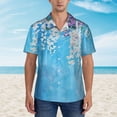 thumbnail image 2 of Honeii Hanging Orchids Floral Blue Print Men’s Hawaiian Shirt,Classic Button-Down Short Sleeve Shirt, for Beach, Vacation, and Outdoor Activities,3X-Large, 2 of 7