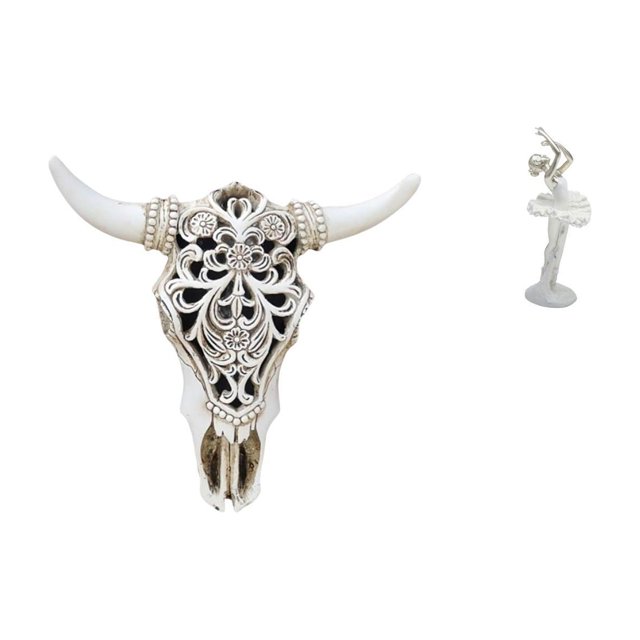 Escultura de pared de calavera,Estatua de resina con cabeza de vaca para decoración de pared y hogar,Adornos de diseño de patrón de decoración de pared de cabeza de vaca,Figura de