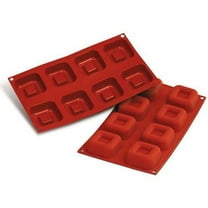Silikomart Professional Silicone Flexible Bakeware: Square Savarin 2.47 Oz, 2.5" x 2.5" x 1" High, 8 Cavities
