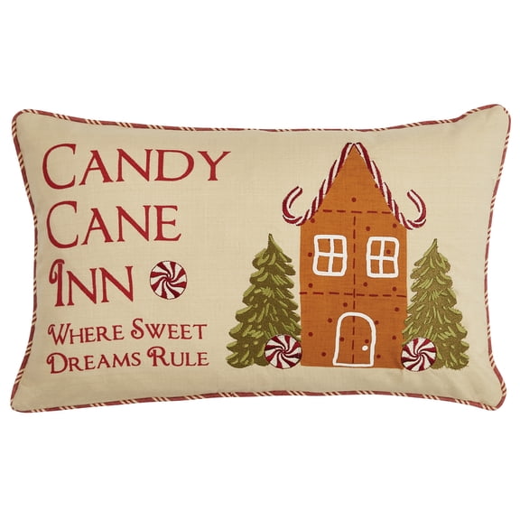 Park Designs Christmas Memories Candy Cane Inn 12"X20" Pillow Cover