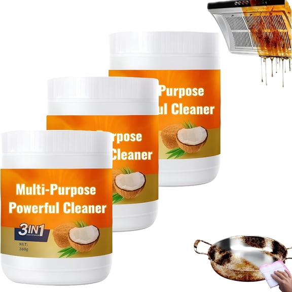 RAGUPEL Multi Purpose Powerful Cleaner for Kitchen,3 In 1 Stainless Coconut Oil Cleaning Paste,Kitchen Duty Degreaser for Faucets,Tiles,Oven