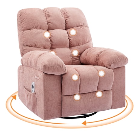 Comfortable Massage Rocking Recliner Chair with 360° Swivel, Heat & Vibration – Oversized Rocker Recliner for Living Room, Bedroom, Nursery