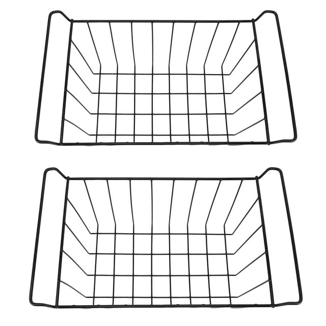 Freezer Wire Baskets, 2Pcs Freezer Baske Organizer with Handles, Refrigerator Metal Wire Storage Divider, Container Bins for Kitchen, Pantry, Cabinet, Closets, Closet,